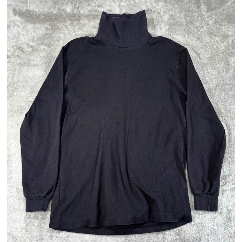 Vintage 90s USA High‎ Sierra Turtleneck Top Women Medium Black Cotton